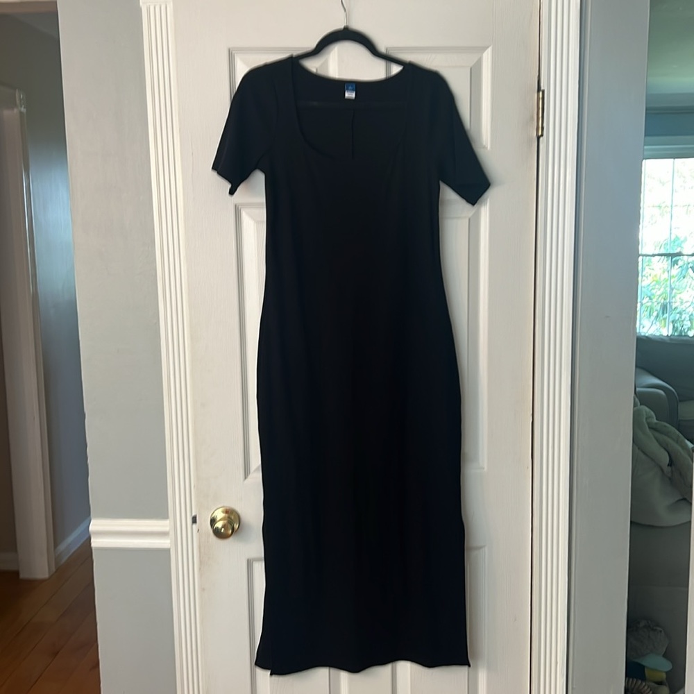Old Navy Ribbed Black Midi Dress, scoop neckline. Sz. Large Tall. NWOT